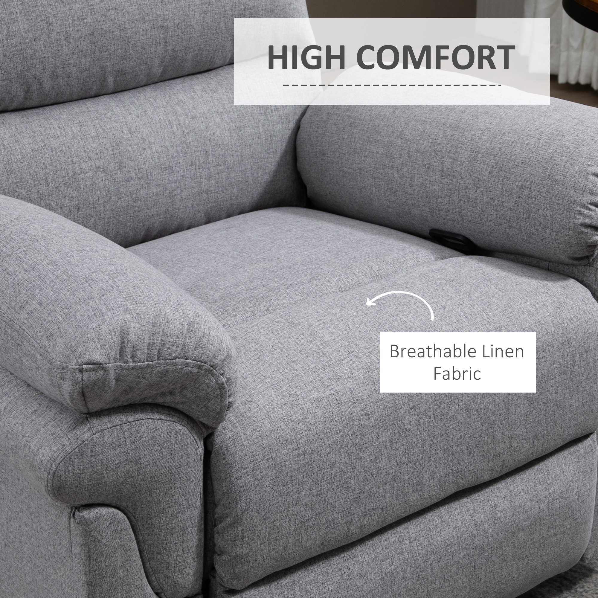 HOMCOM relaxfauteuil met ligfunctie 91 cm x 92 cm x 102 cm