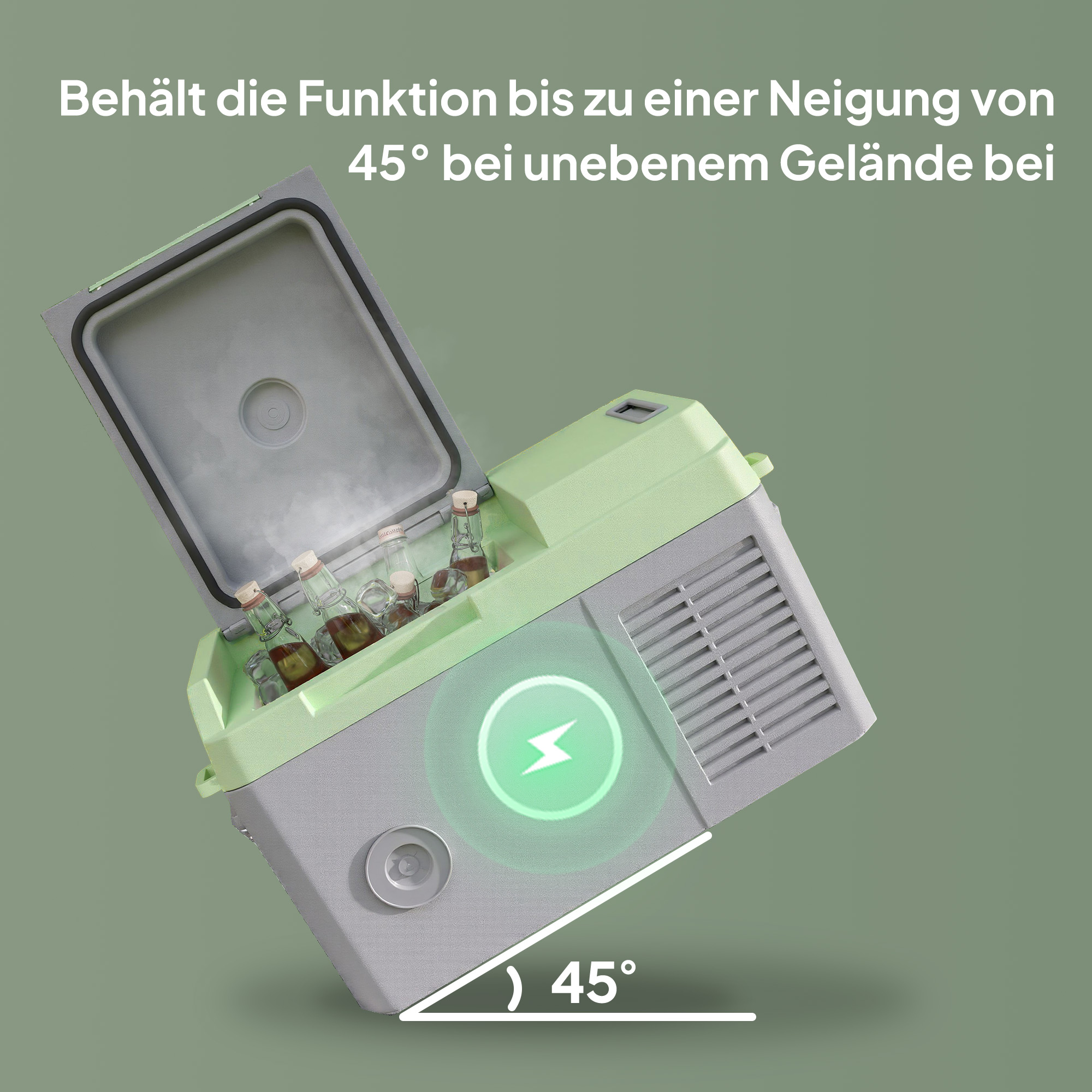 Outsunny 12 Liter Compressor Koelbox Elektrische Koelbox met Anschluss Koel- en Vriesfunctie Grijs+Groen