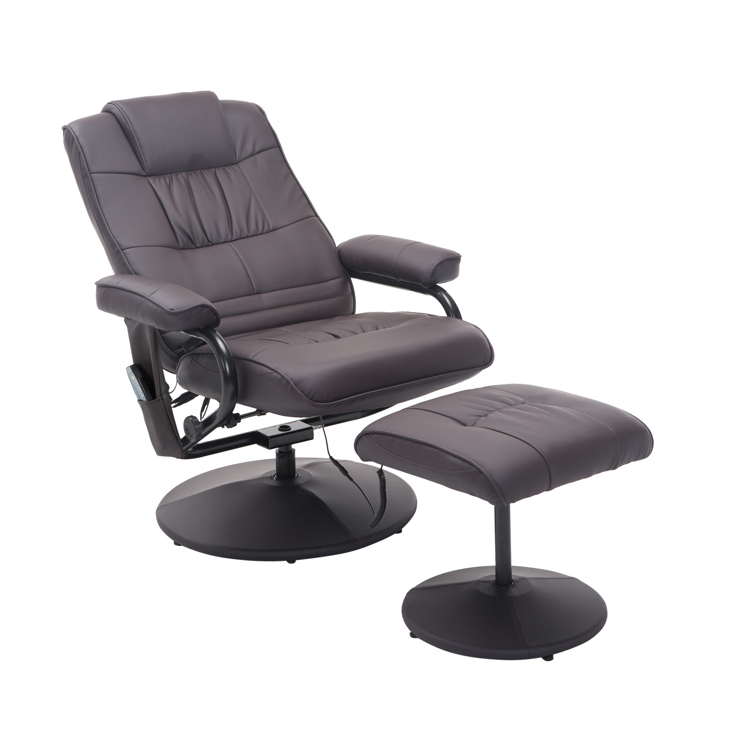 HOMCOM Massagesessel Relaxstoel, inclusief voetenbank, met 10 vibratiepunten en 1 afstandsbediening, 77 cm x 84 cm x 95 cm, bruin