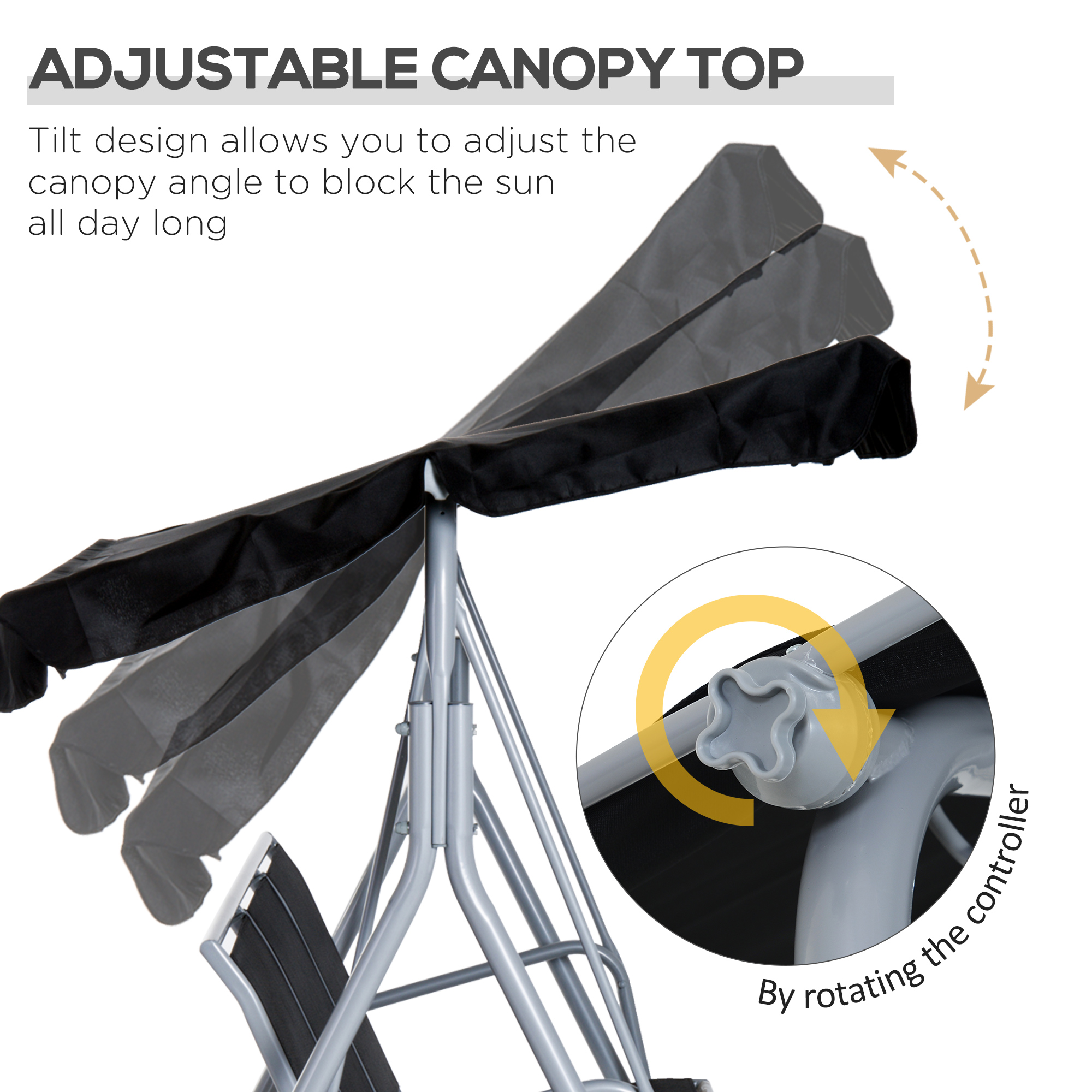 Outsunny 3-zits schommelzitje 171cm x 108cm x 154cm