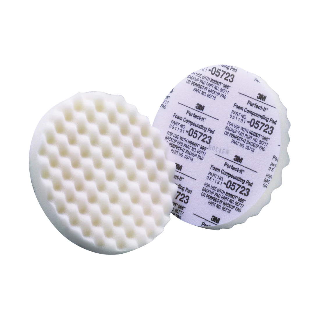 3M 05723  ~  Buff Convoluted Foam Compounding Pad 9 Inch Single Sided Flat Back 0 Bag Of 2