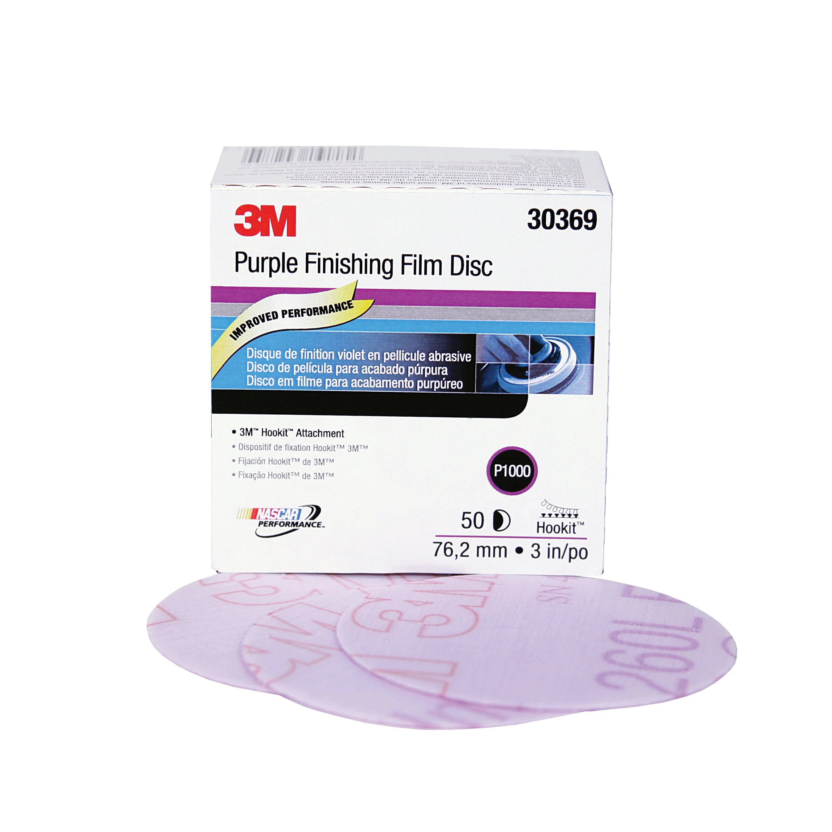 3M 30369  ~  3 Inch x Non-Vacuum Finishing 260L Aluminum Oxide 1000 Grit Velcro Film Disc