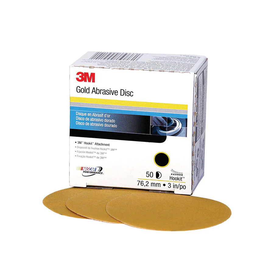3M 00918  ~  3 Inch x Non-Vacuum Gold 236U Aluminum Oxide 150 Grit Velcro Paper Disc