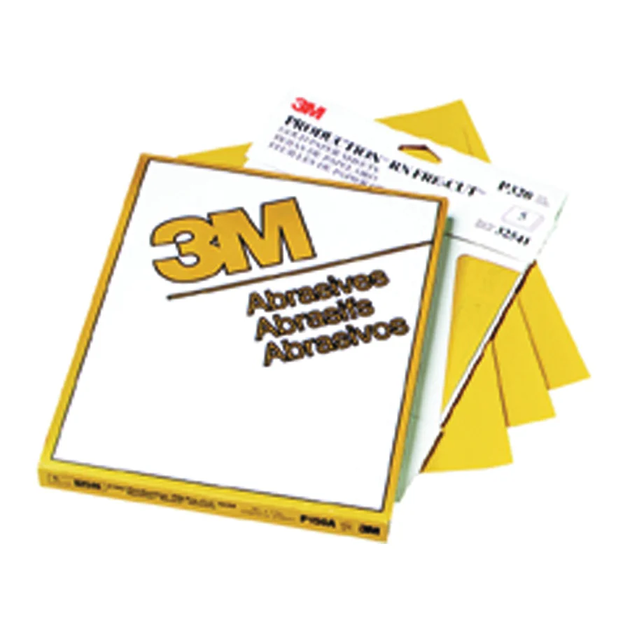 3M 02541  ~  Production Resinite Gold 320 Grit Aluminum Oxide 216U Paper Sanding Sheets - 9 Inch x 11 Inch