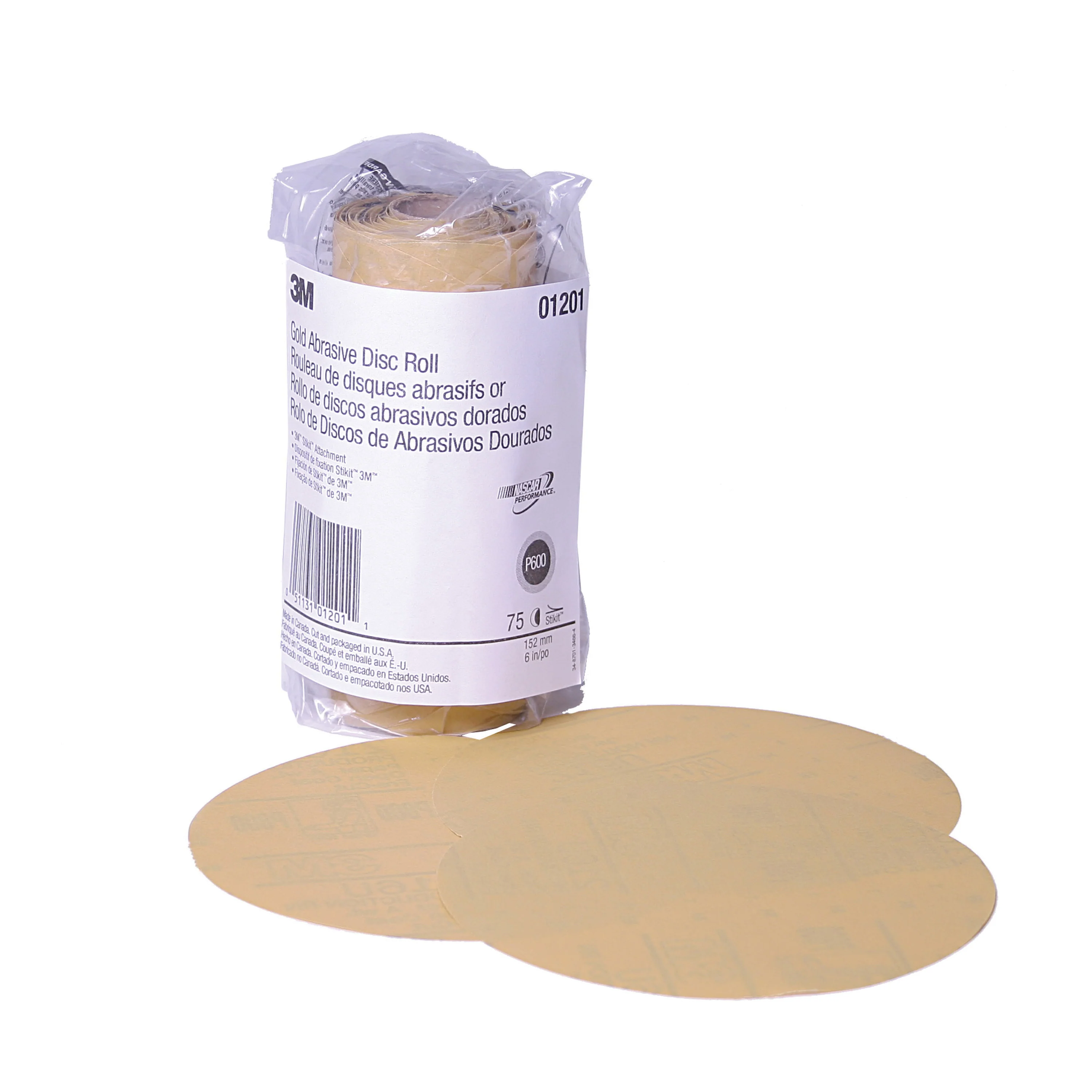 3M 01201  ~  Self Adhesive Paper (PSA) Discs 6 Inch 216U Material Aluminum Oxide in 600 Grit