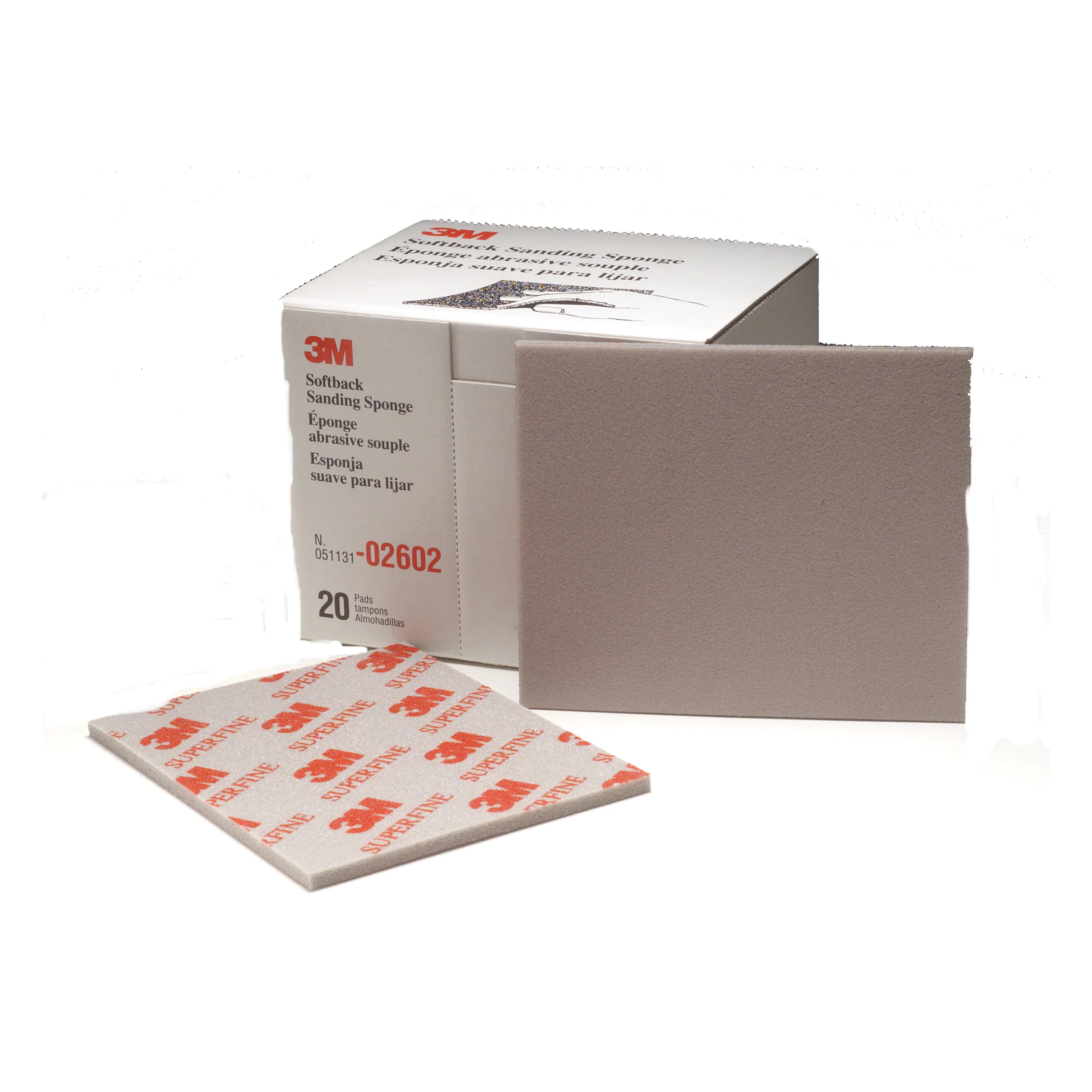 3M 02602  ~  4-1/2 Inch x 5-1/2 Inch Softback Sanding Sponge 500/600/Super Fine Aluminum Oxide