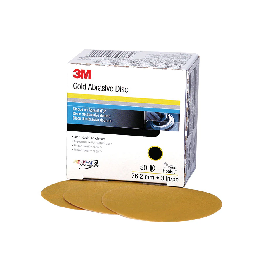 3M 00920  ~  3 Inch x Non-Vacuum Gold 236U Aluminum Oxide 100 Grit Velcro Paper Disc