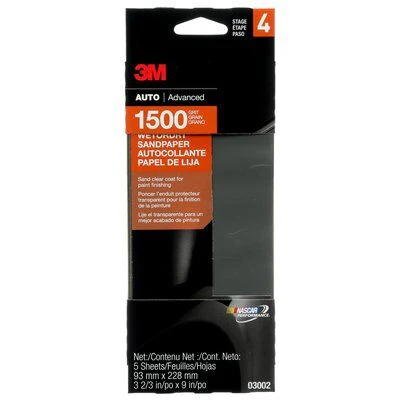 3M 03002NA  ~  Silicon Carbide Sandpaper Sheets 1500 grit (3-2/3 in x 9 in)