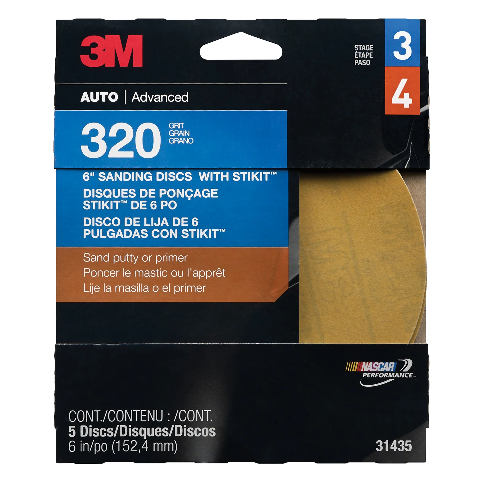3M 31435  ~  Self Adhesive Paper (PSA) Discs 6 Inch 216U Material Aluminum Oxide in 320 Grit