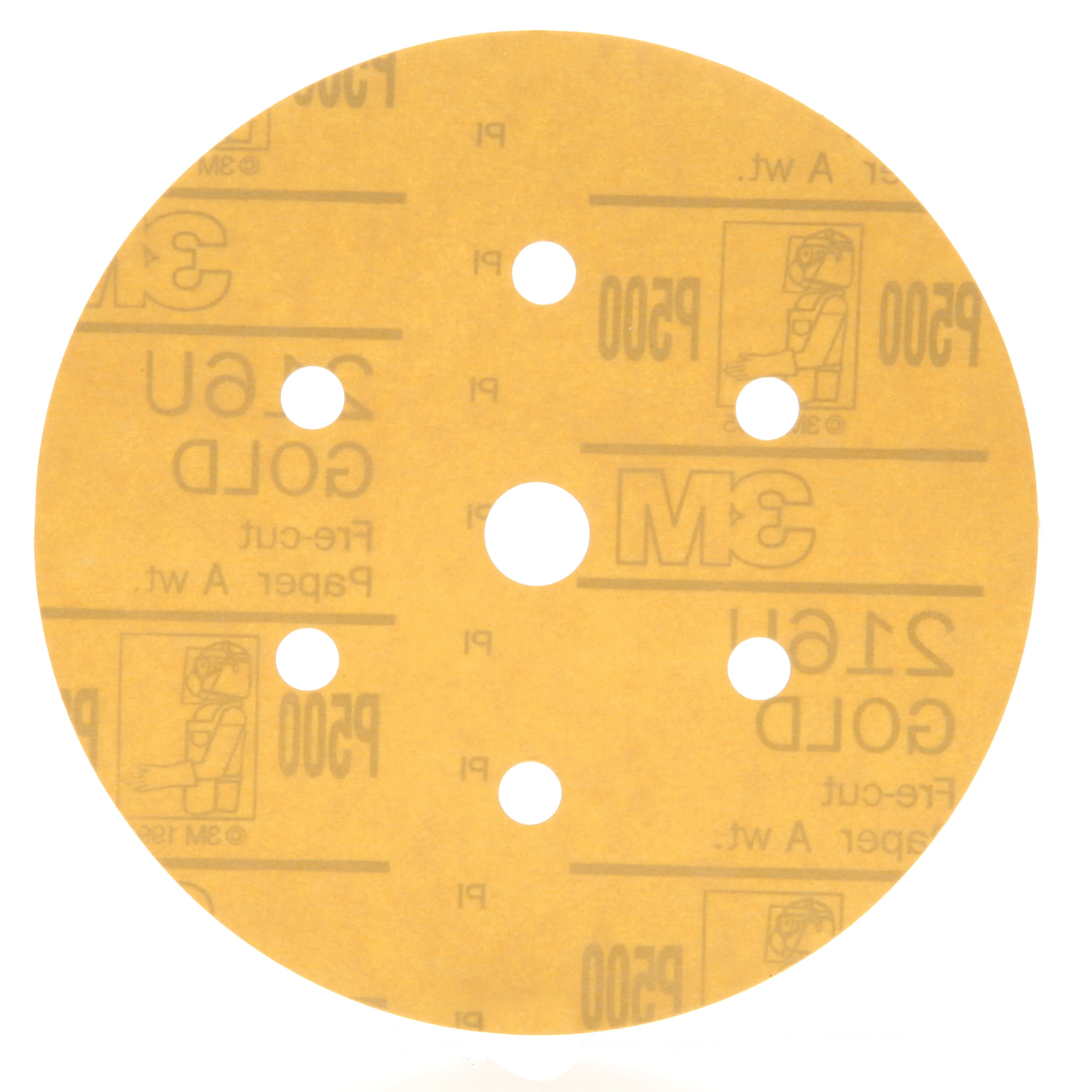 3M 01072  ~  6 Inch x Vacuum - 6 + 1(5/8 Inch) 216U Aluminum Oxide 500 Grit Paper Velcro Disc