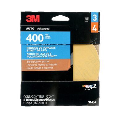 3M 31434  ~  Self Adhesive Paper (PSA) Discs 6 Inch 216U Material Aluminum Oxide in 400 Grit