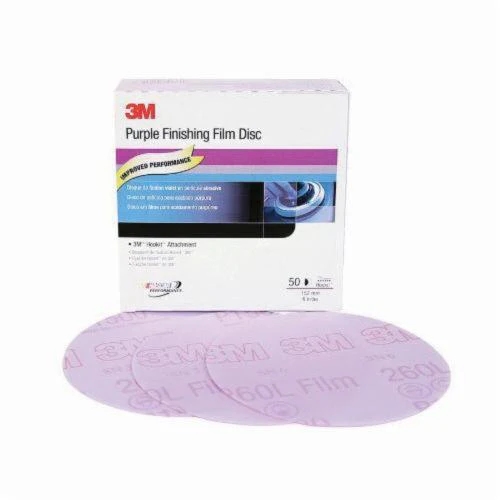 3M 30670  ~  6 Inch x 800-grit Hookit Purple Finishing Aluminum Oxide Film Abrasive Disc 260L