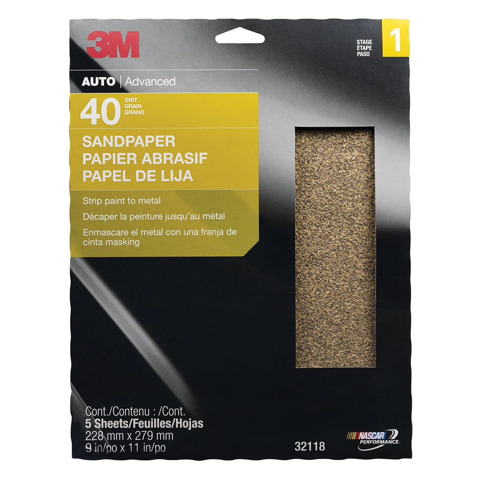 3M 32118  ~  Paper Sanding Sheets 40 Grit Aluminum Oxide 346U D-Weight - 9 Inch x 11 Inch