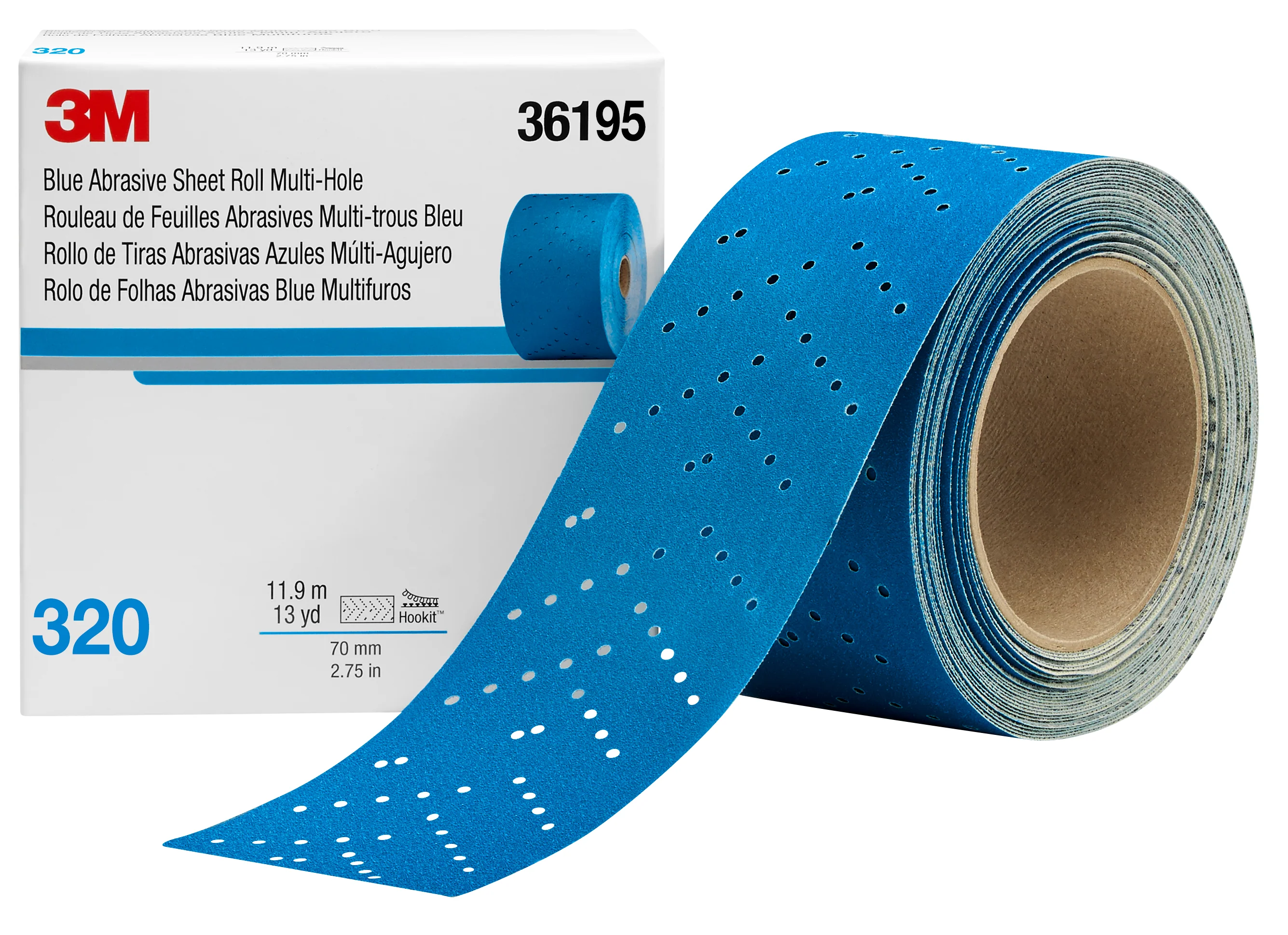 3M 36195  ~  Hookit Blue Abrasive Sheet Roll 321U 320 2-3/4 Inch x 13 yd (69.85 mm x 11.88 m)