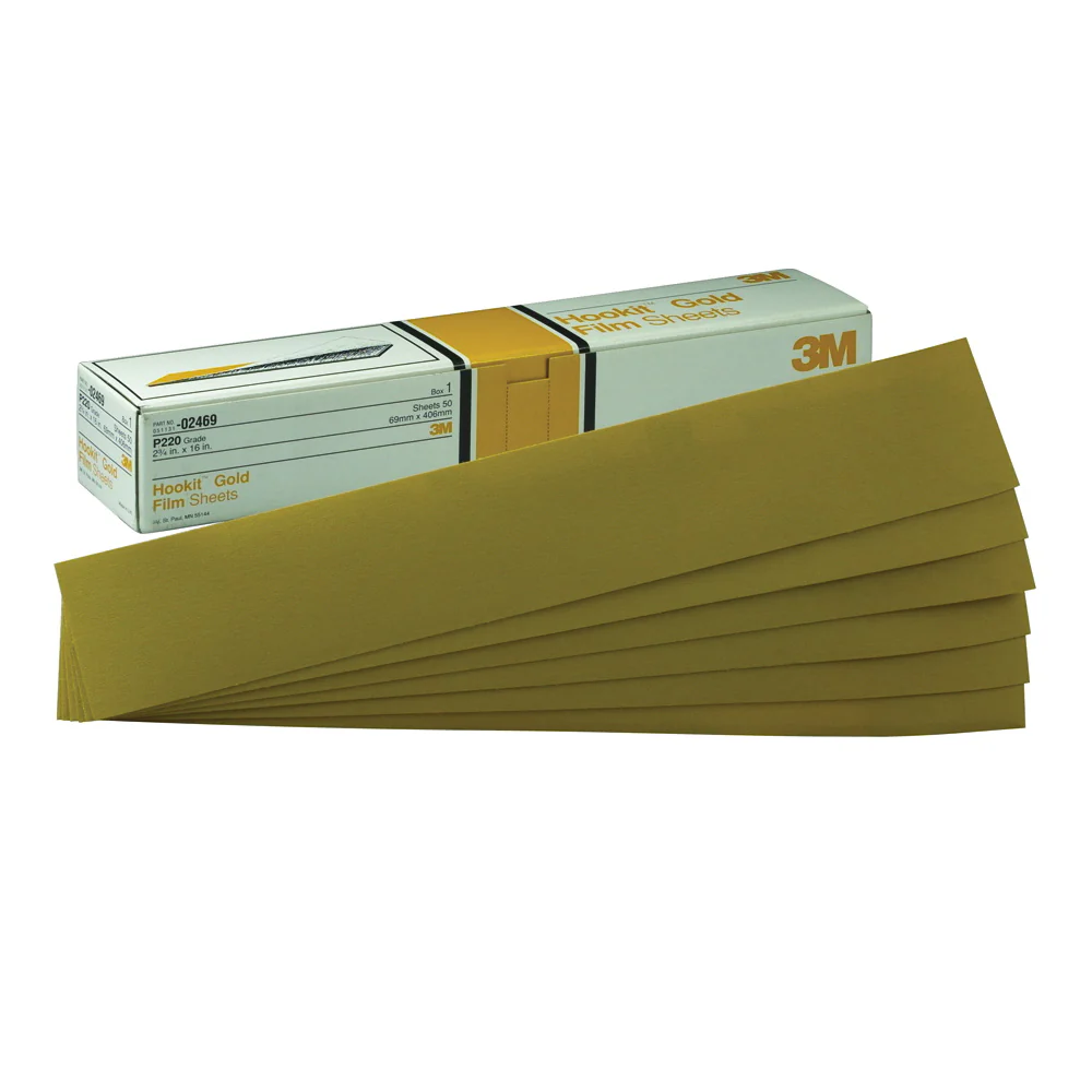 3M 02473  ~  2-3/4 Inch x 16 Inch 236U Aluminum Oxide 120 Grit Gold Velcro Non-Vacuum Abrasive Paper Strip