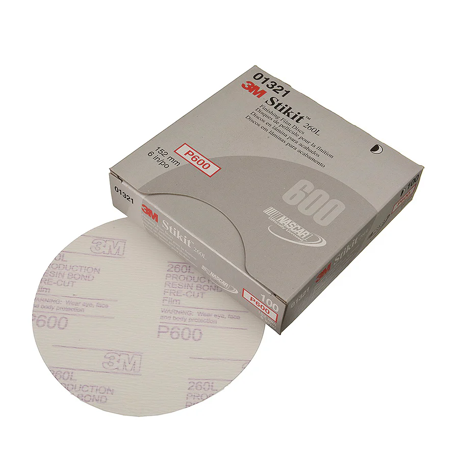 3M 01321  ~  Self Adhesive Film (PSA) Discs 6 Inch 260L Material Aluminum Oxide in 600 Grit