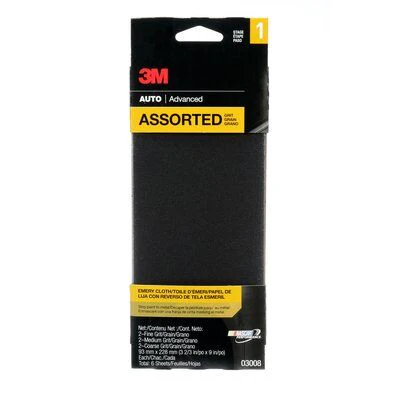 3M 03008NA  ~  3-2/3 Inch x 9 Inch Emery Pack Grit Plain Non-Vacuum Abrasive Cloth Strip