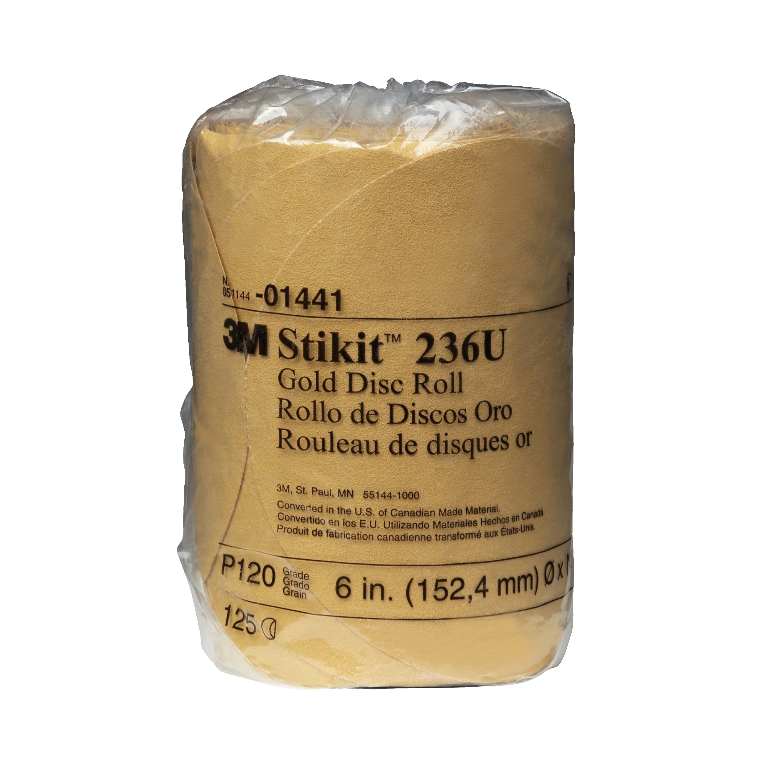 3M 01441  ~  Self Adhesive Paper (PSA) Discs 6 Inch 236U Material Aluminum Oxide in 120 Grit