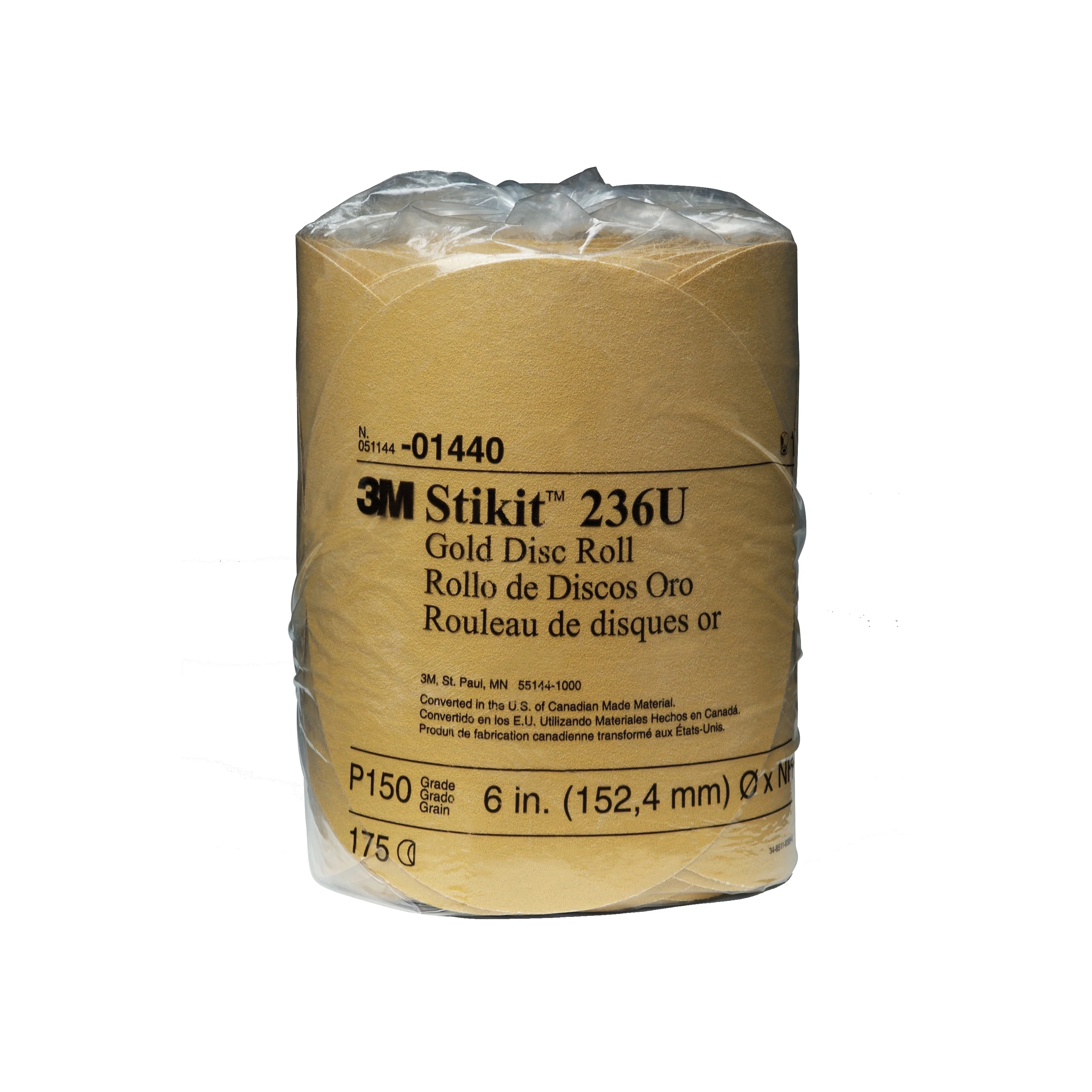 3M 01440  ~  Self Adhesive Paper (PSA) Discs 6 Inch 236U Material Aluminum Oxide in 150 Grit