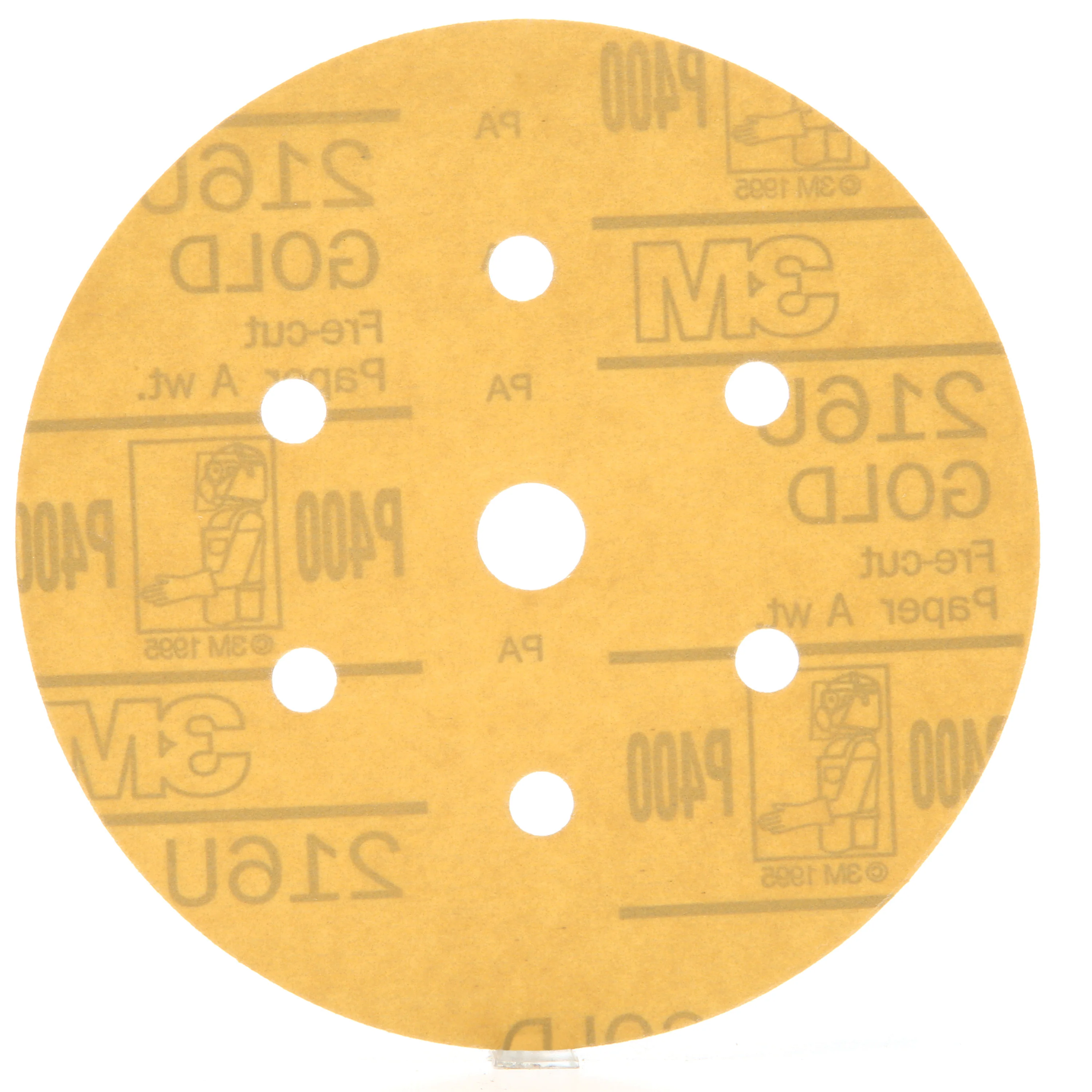 3M 01073  ~  6 Inch x Vacuum - 6 + 1(5/8 Inch) 216U Aluminum Oxide 400 Grit Paper Velcro Disc
