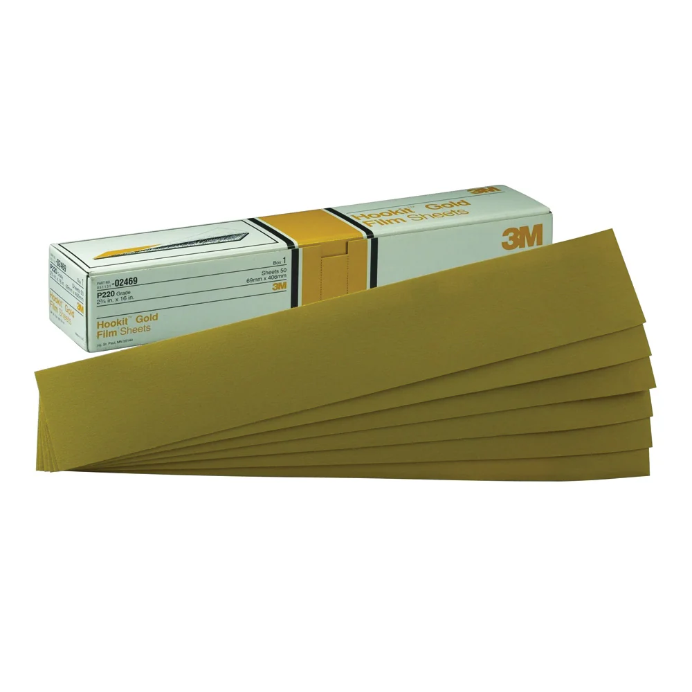 3M 02472  ~  2-3/4 Inch x 16 Inch 236U Aluminum Oxide 150 Grit Gold Velcro Non-Vacuum Abrasive Paper Strip