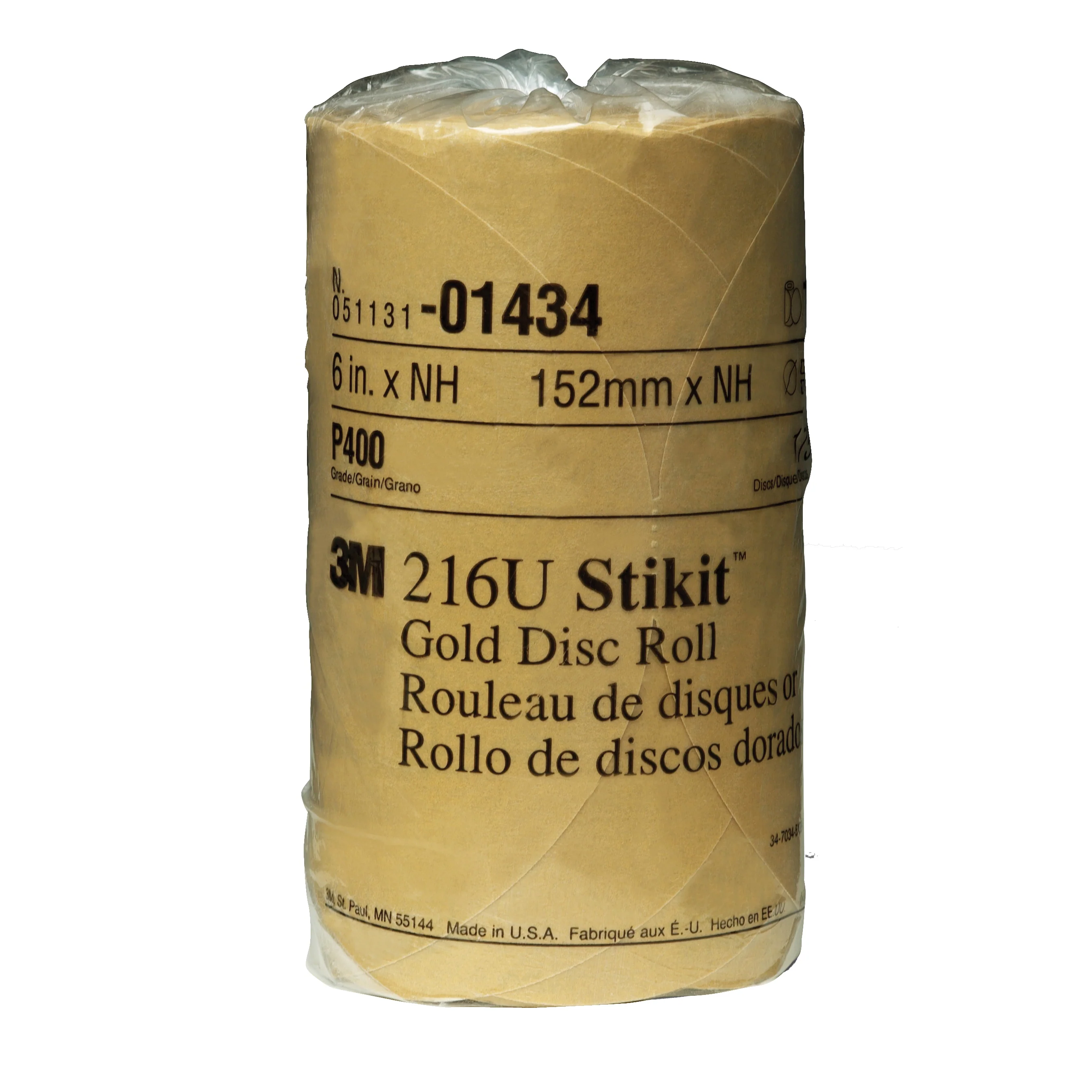 3M 01434  ~  Self Adhesive Paper (PSA) Discs 216U Material Aluminum Oxide in 400 Grit (6 Inch)