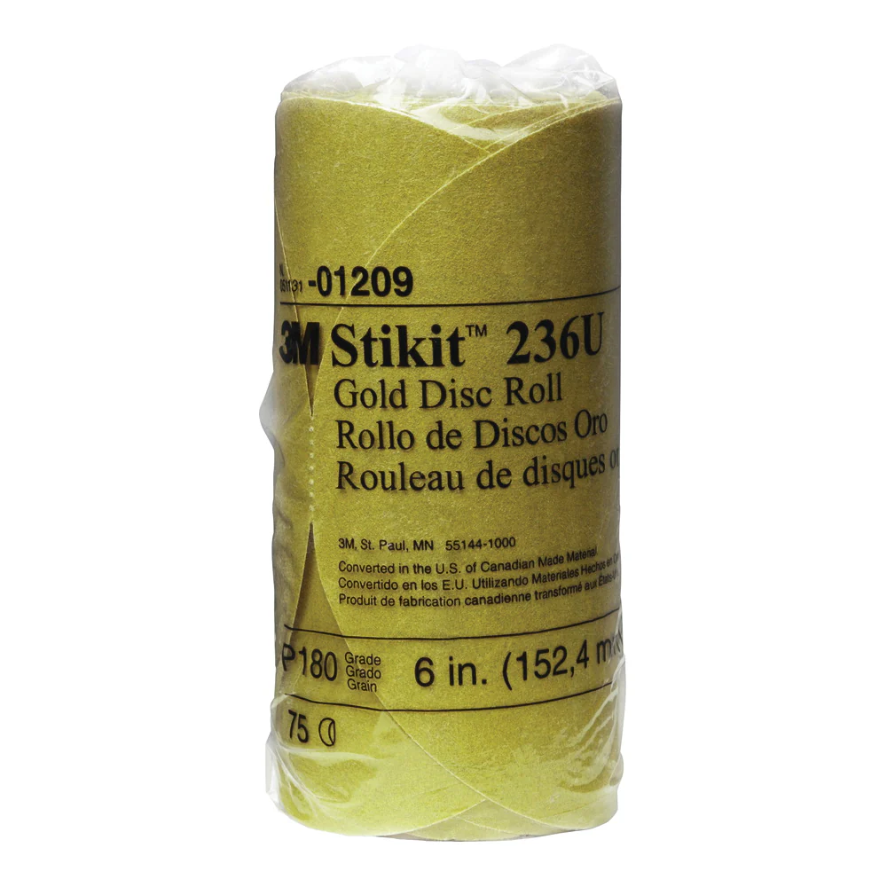 3M 01209  ~  Self Adhesive Paper (PSA) Discs 236U Material Aluminum Oxide in 180 Grit (6 Inch)