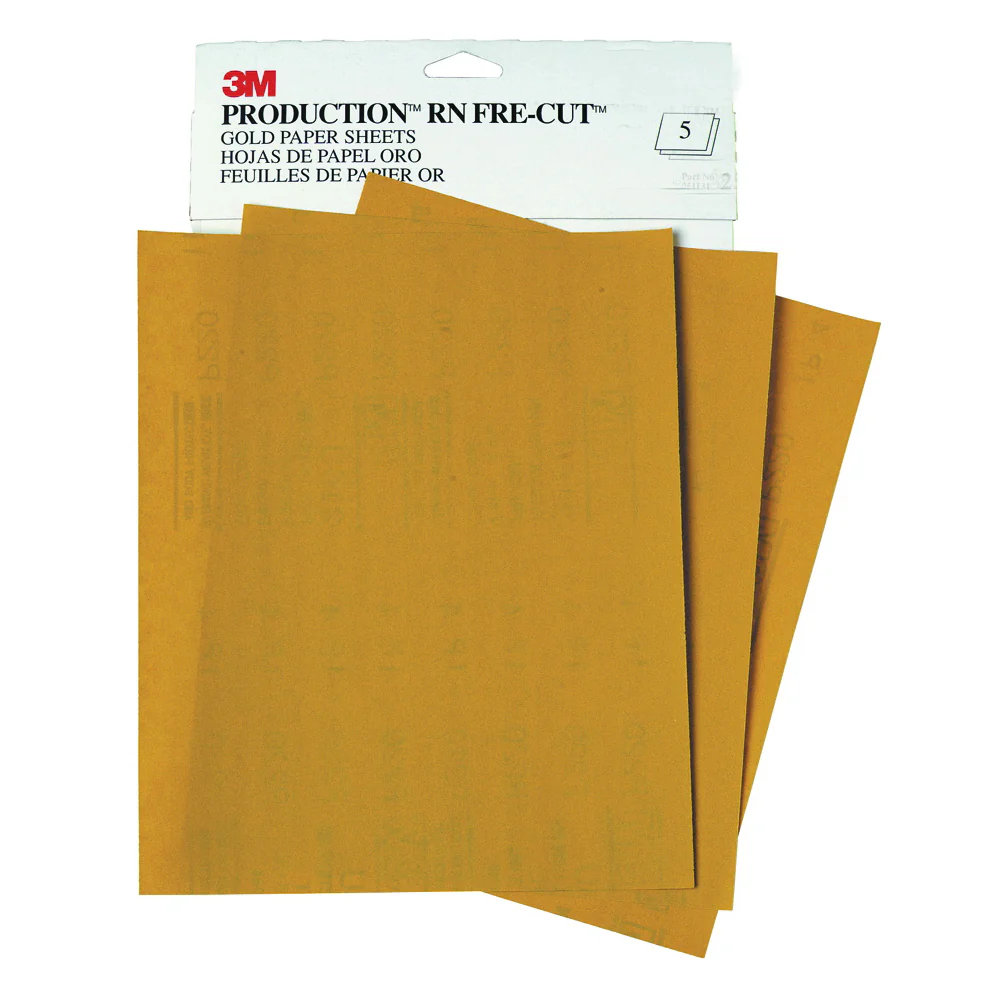 3M 02547  ~  Production Resinite Gold 120 Grit Aluminum Oxide 216U Paper Sanding Sheets - 9 Inch x 11 Inch