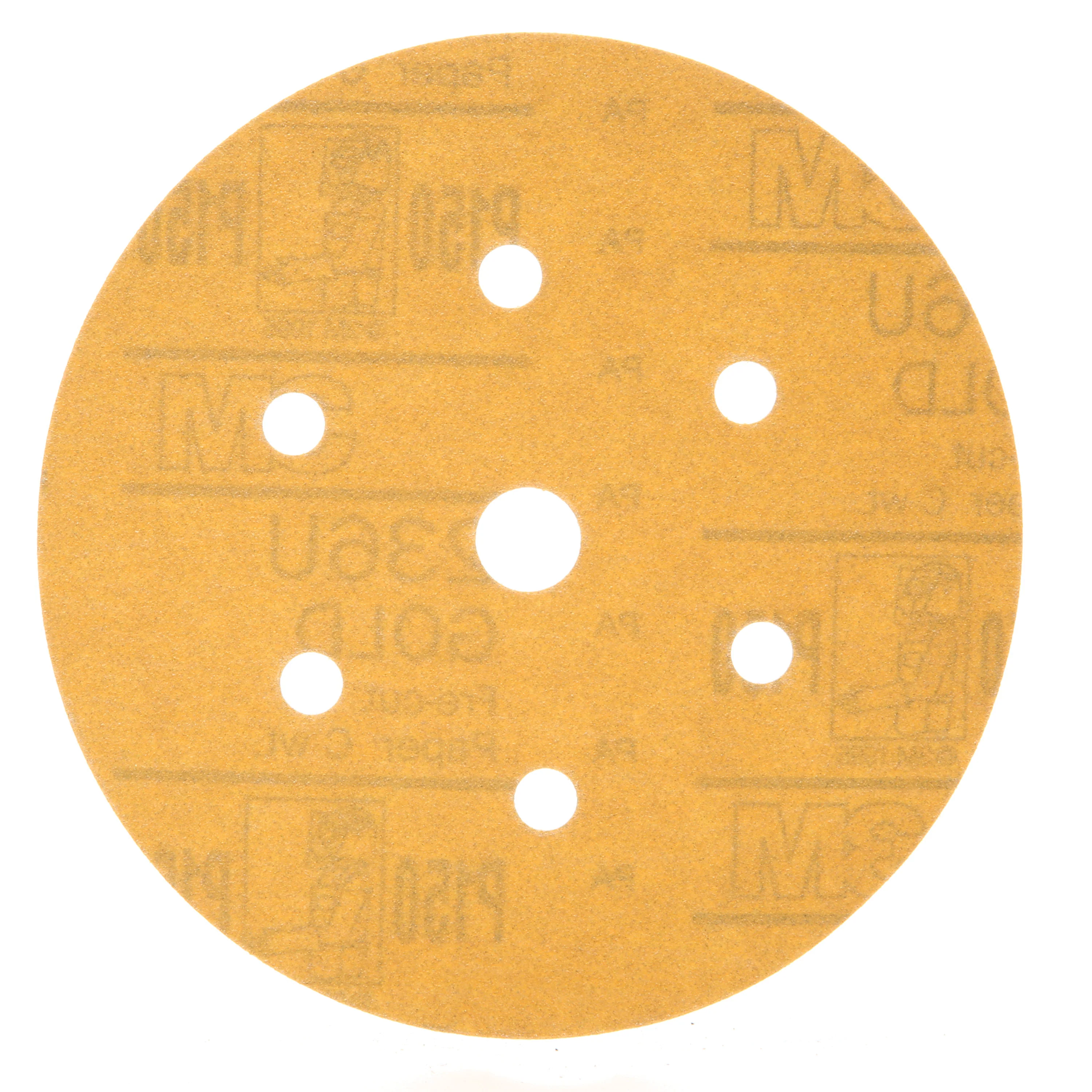 3M 01083  ~  Hookit Dust Free Gold Disc 236U P80 C-weight 6 Inch x 5/8 Inch (15.24 cm x 1.5 cm)