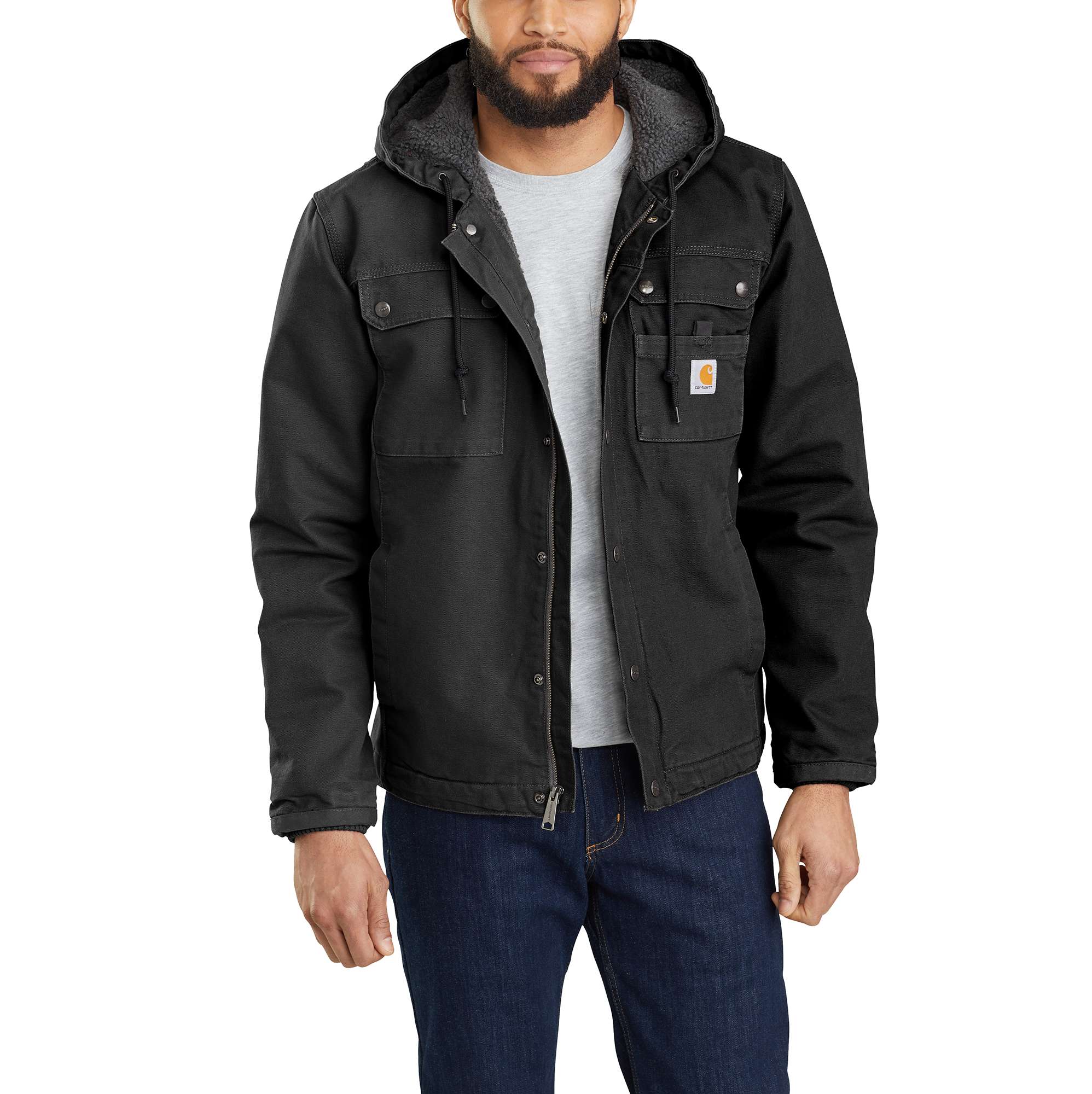 Men's Sherpa-Lined Utility Jacket - Relaxed Fit - Washed Duck