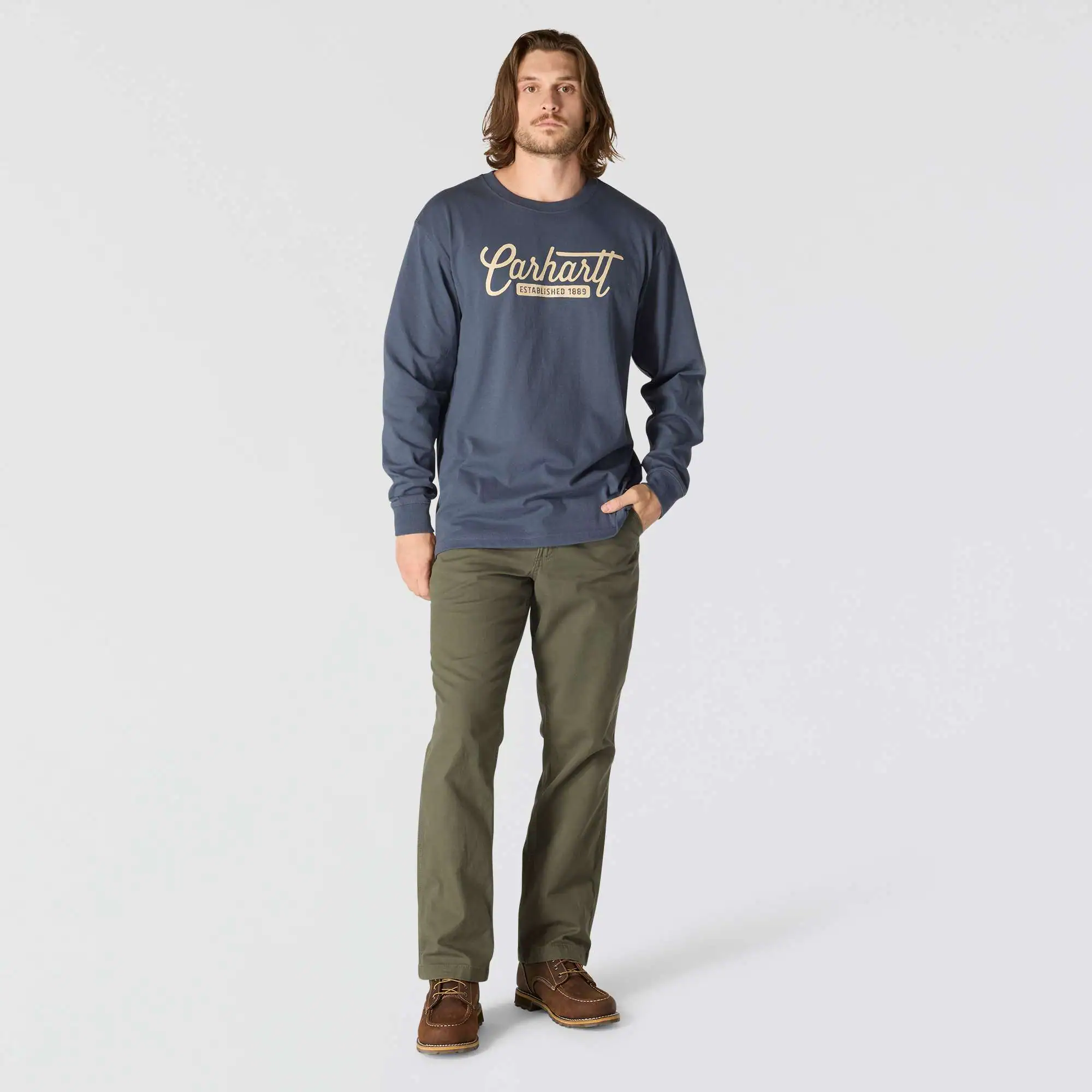 Loose Fit Heavyweight Long-Sleeve Script Graphic T-Shirt