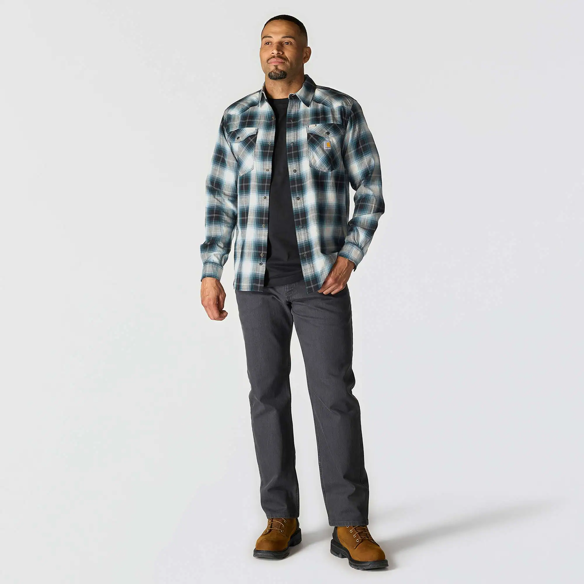 Montana Rugged Flex™ Relaxed Fit Lightweight Long-Sleeve Snap-Front Plaid Shirt