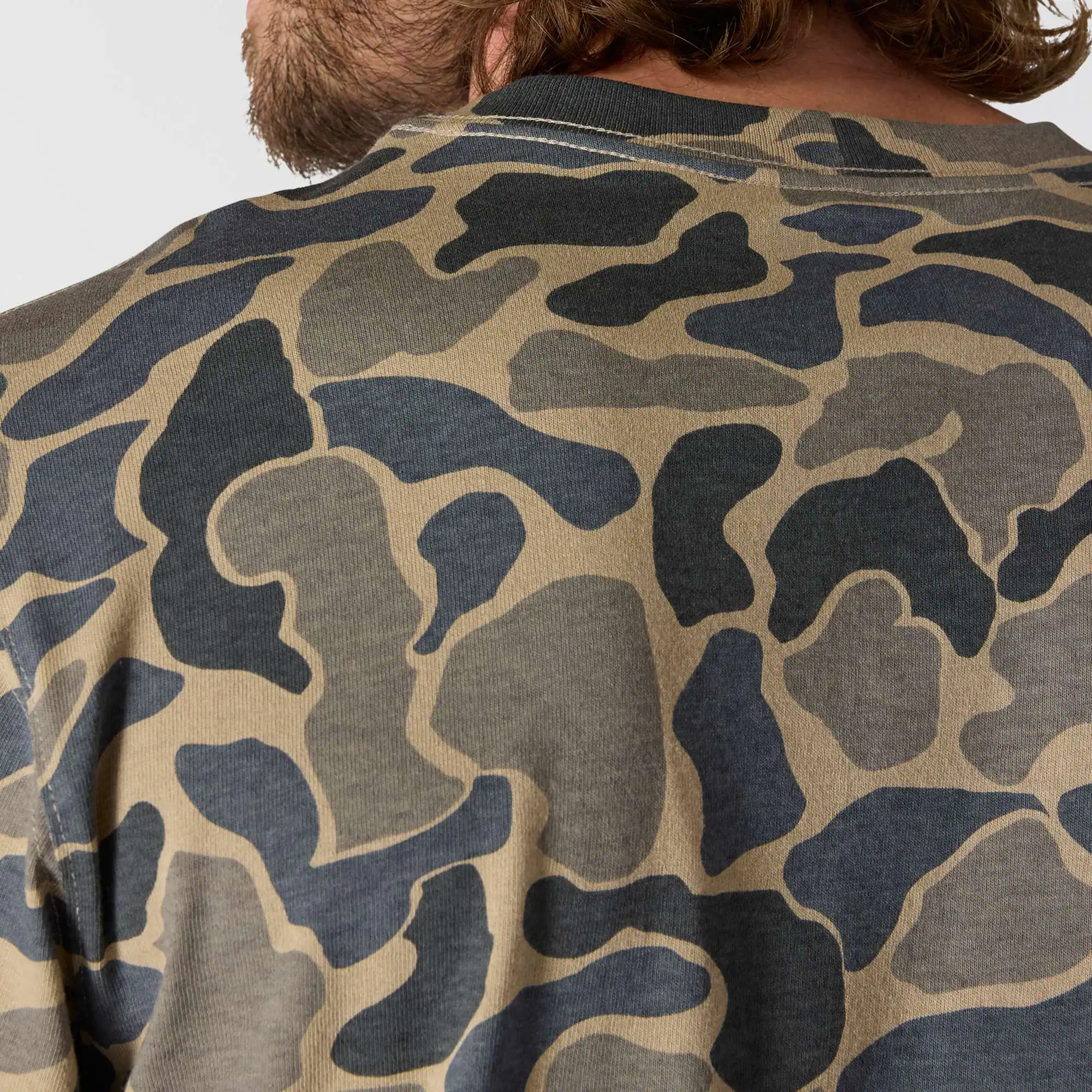 Relaxed Fit Heavyweight Long-Sleeve Pocket Camo Logo Graphic T-Shirt