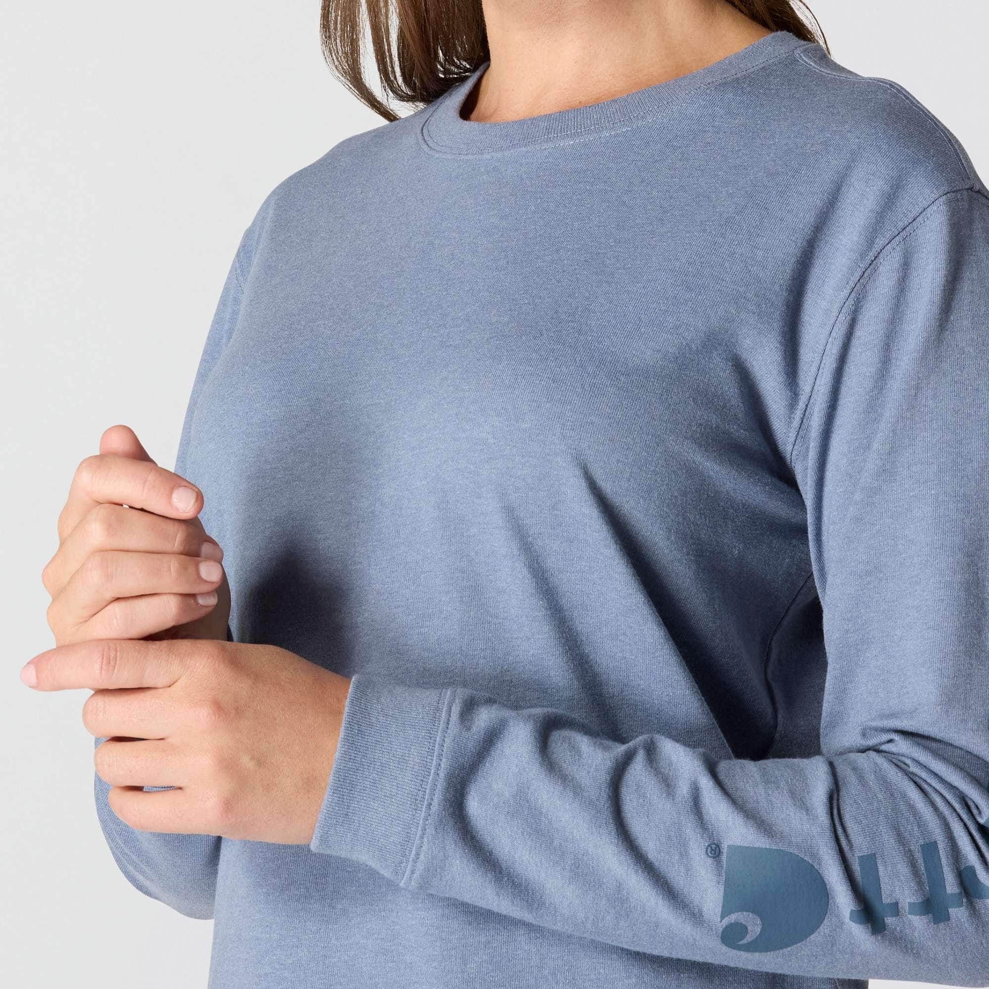 Women's Loose Fit Heavyweight Long-Sleeve Logo Sleeve Graphic T-Shirt