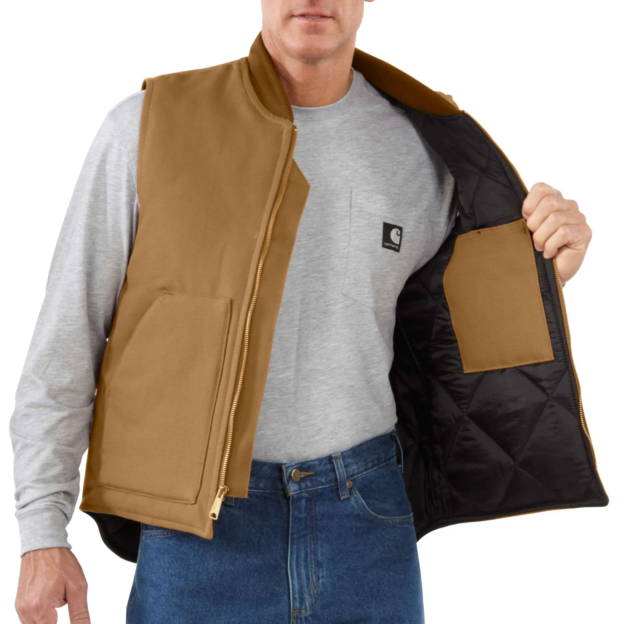 Relaxed Fit Firm Duck Insulated Rib Collar Vest