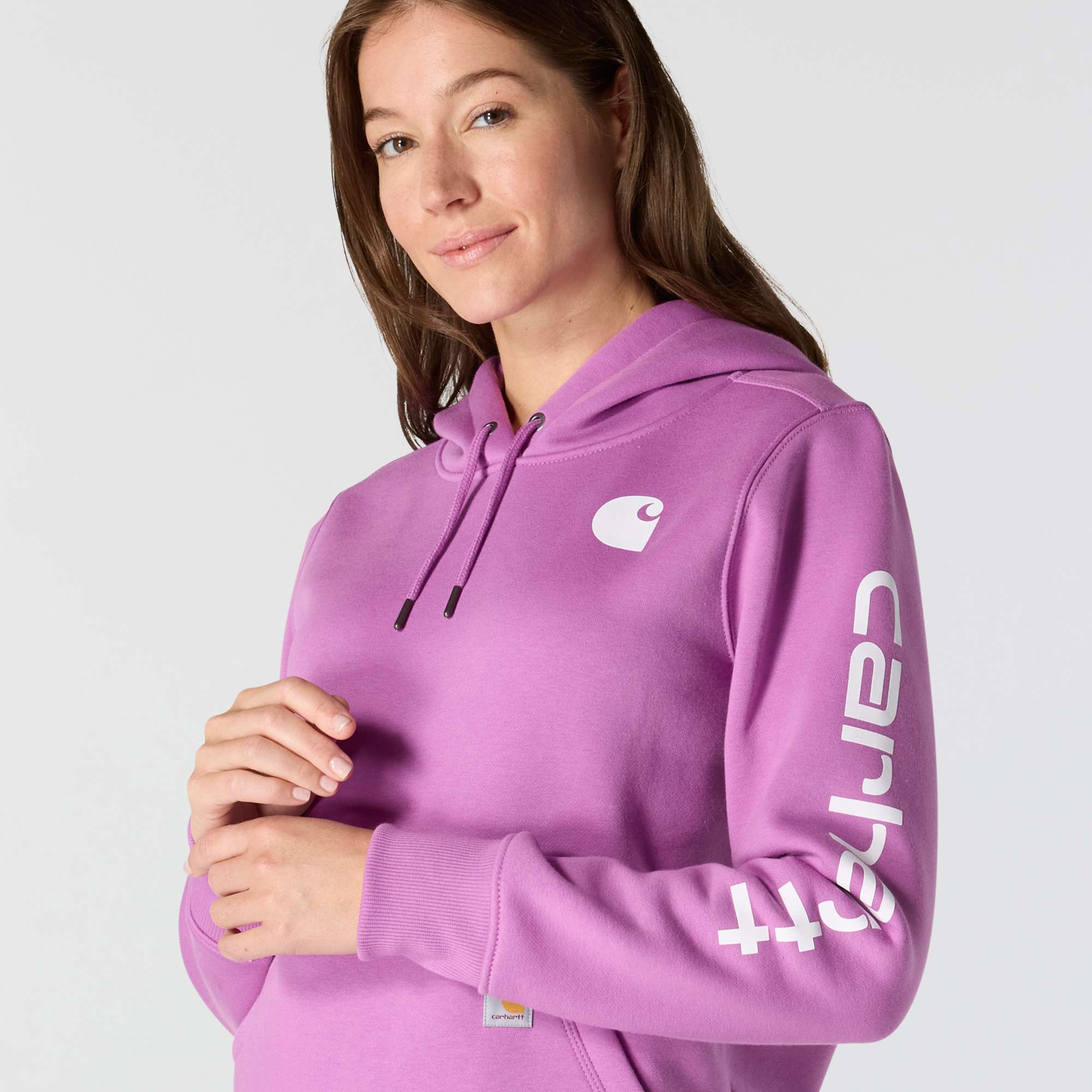 Women's Relaxed Fit Midweight Logo Sleeve Graphic Hoodie