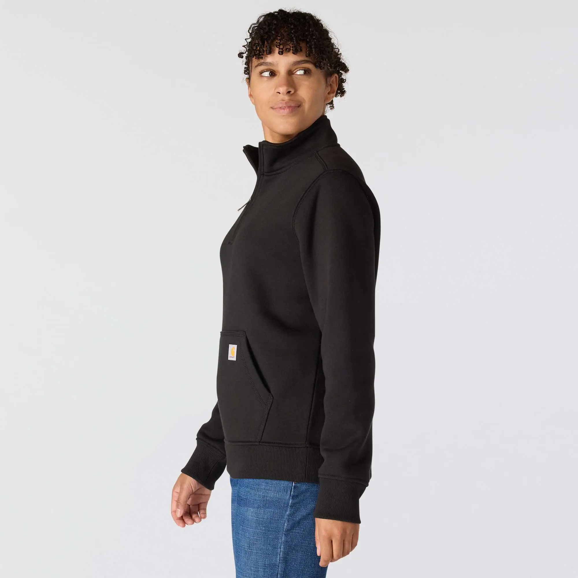 Women's Relaxed Fit Midweight Quarter-Zip Mock-Neck Sweatshirt