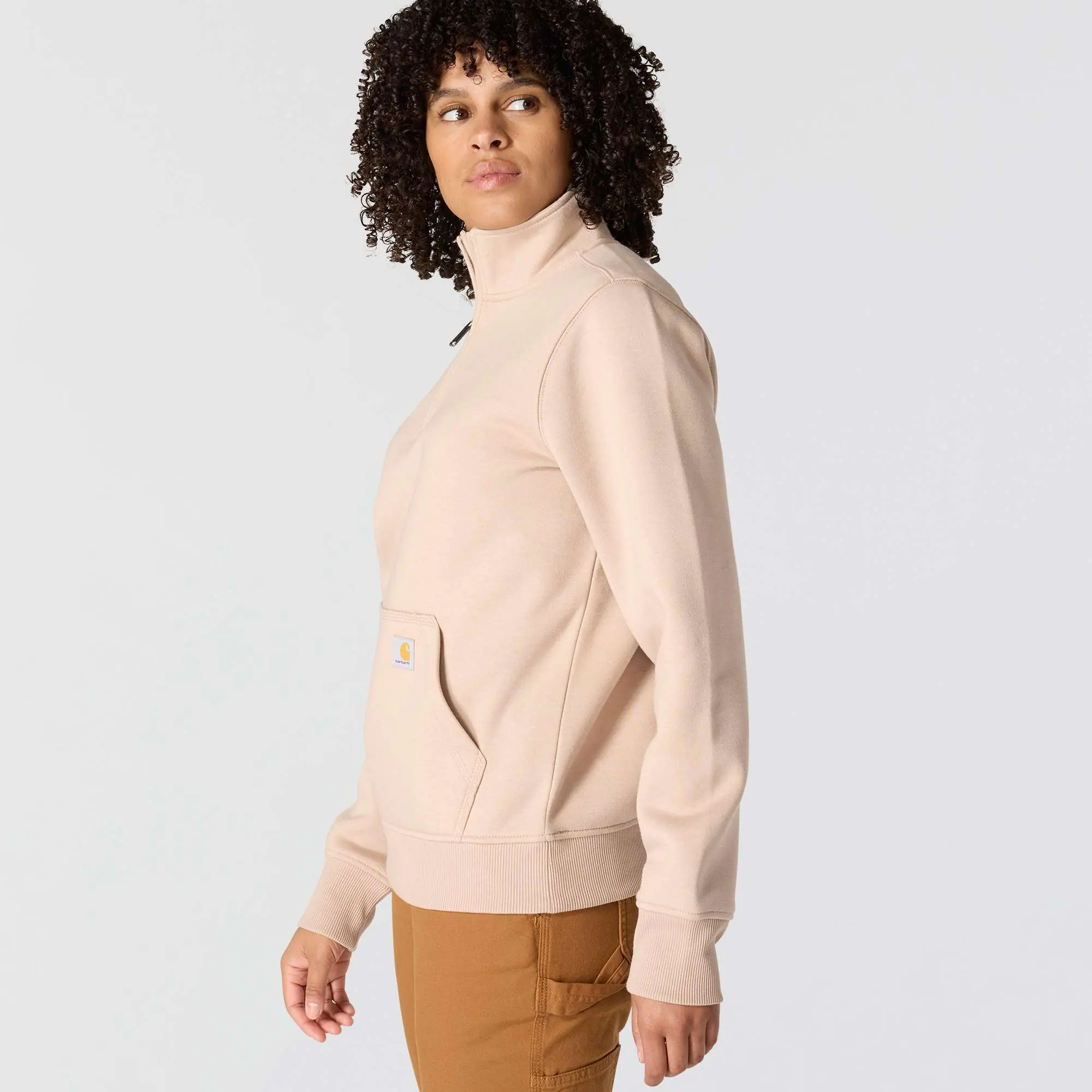 Women's Relaxed Fit Midweight Quarter-Zip Mock-Neck Sweatshirt