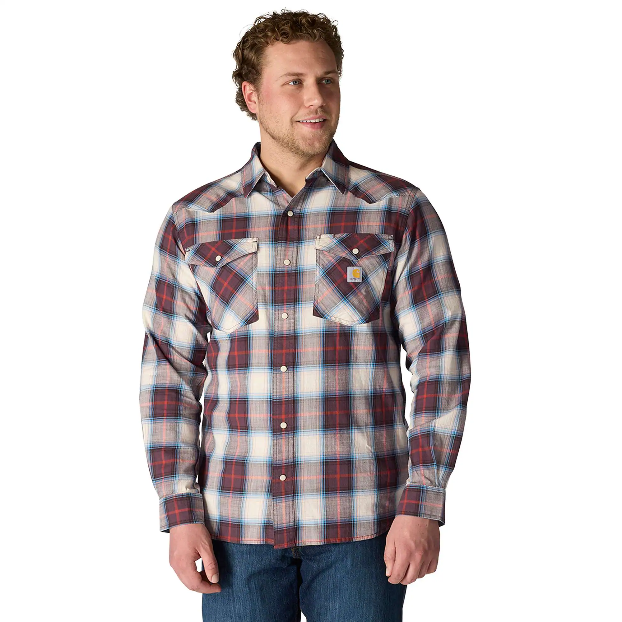 Montana Rugged Flex™ Relaxed Fit Lightweight Long-Sleeve Snap-Front Plaid Shirt