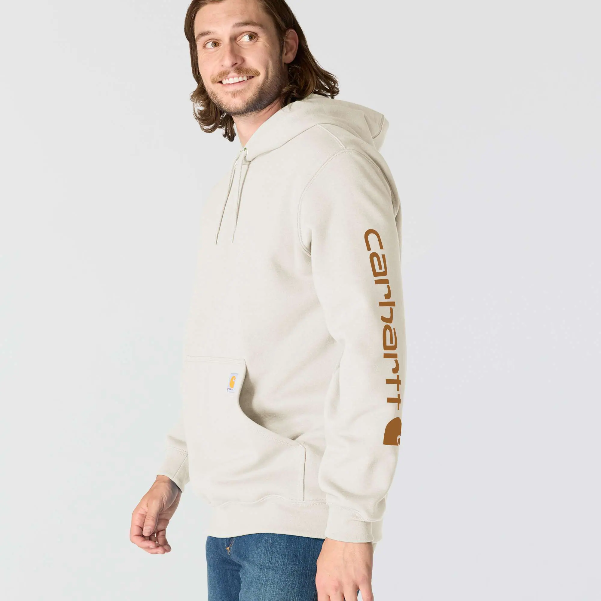 Loose Fit Midweight Logo Sleeve Graphic Hoodie
