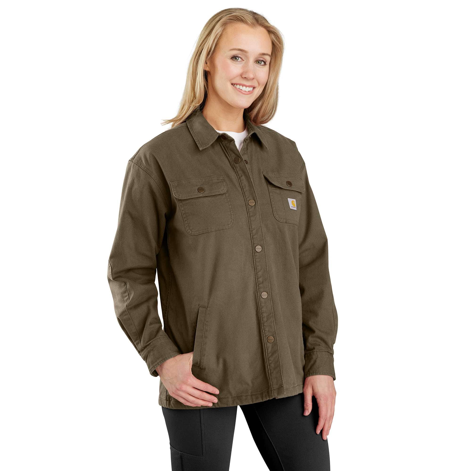 Women's Rugged Flex® Loose Fit Canvas Fleece-Lined Shirt Jac