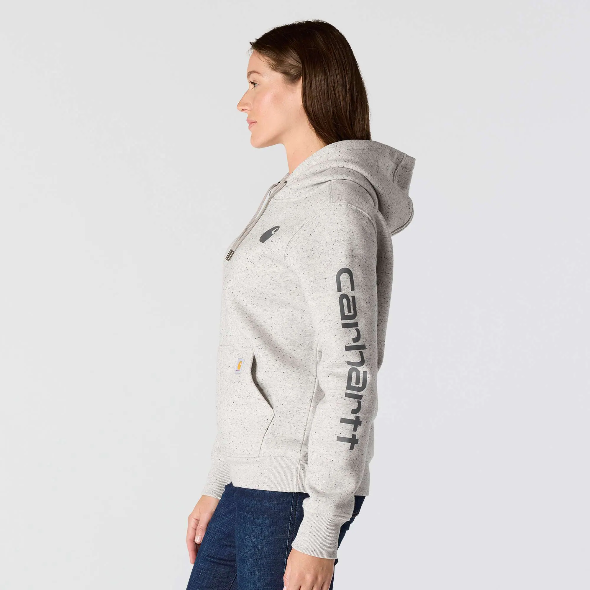 Women's Relaxed Fit Midweight Logo Sleeve Graphic Hoodie