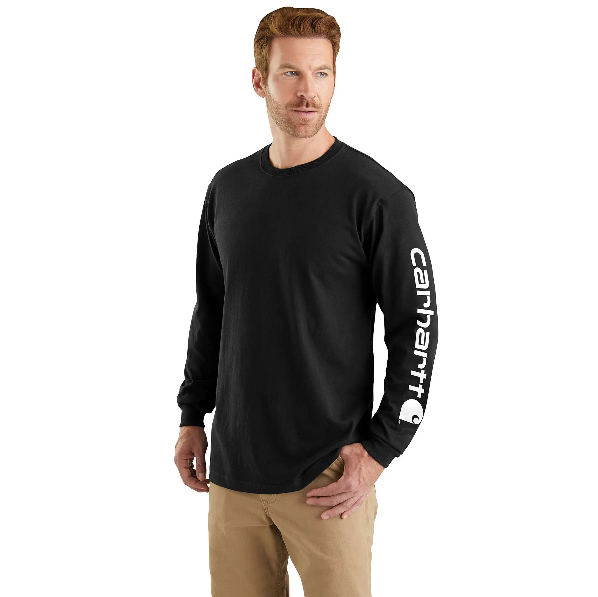 Loose Fit Heavyweight Long-Sleeve Logo Sleeve Graphic T-Shirt