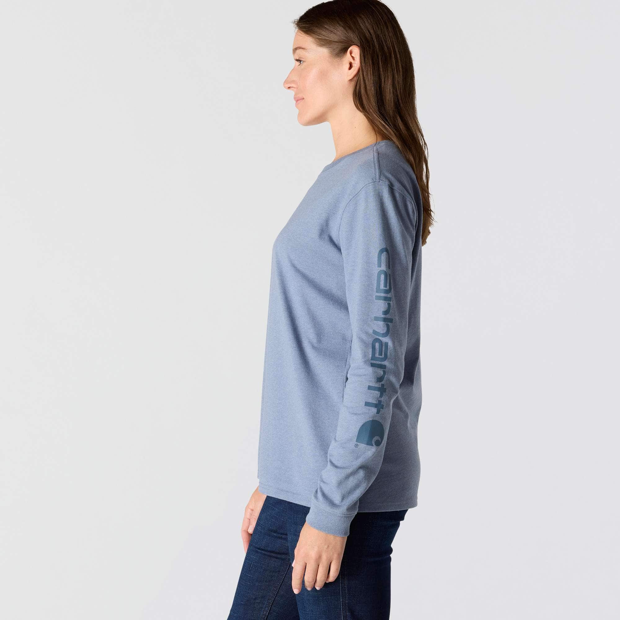 Women's Loose Fit Heavyweight Long-Sleeve Logo Sleeve Graphic T-Shirt