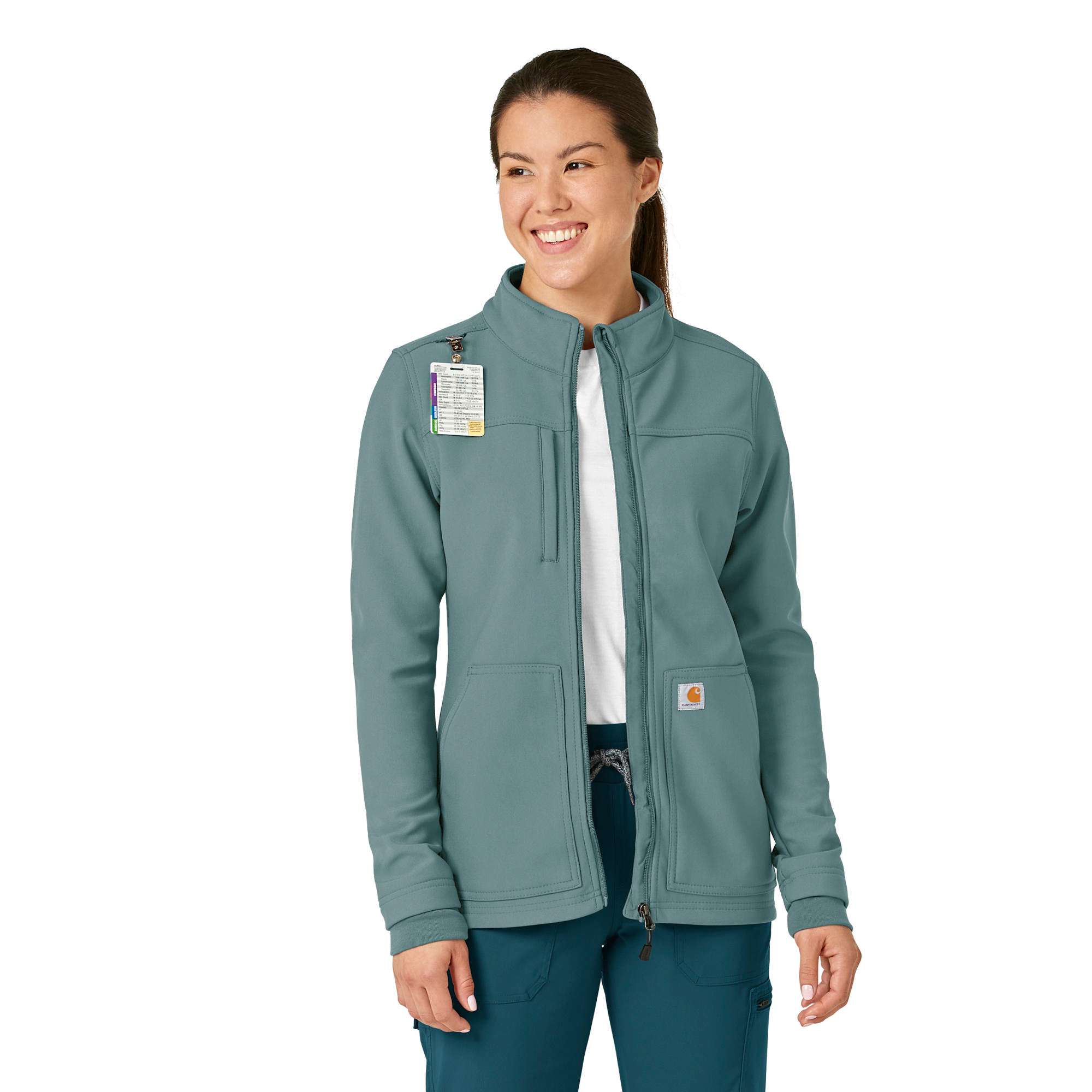 Women's Rugged Flex® Peak Bonded Fleece Scrub Jacket