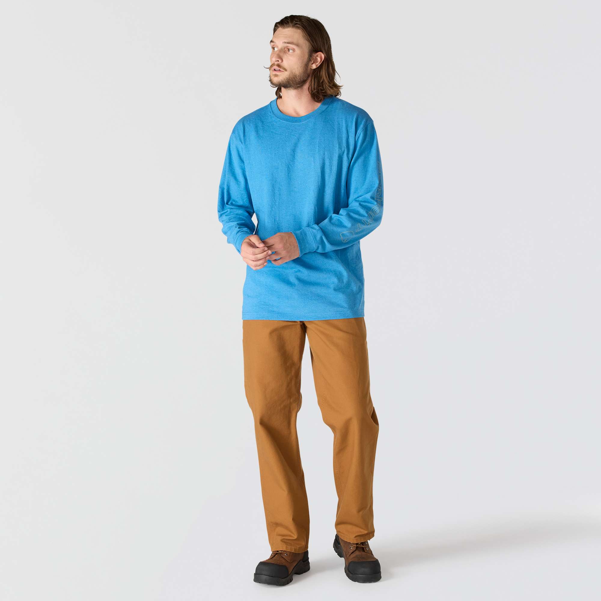 Loose Fit Heavyweight Long-Sleeve Logo Sleeve Graphic T-Shirt