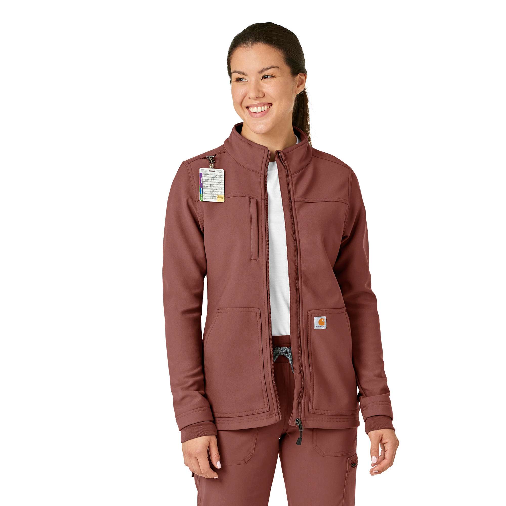Women's Rugged Flex® Peak Bonded Fleece Scrub Jacket