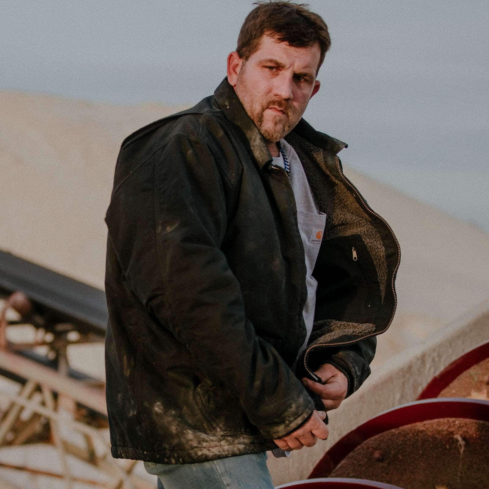 Men's Sherpa-Lined Field Jacket - Loose Fit - Washed Duck - 2 Warmer Rating