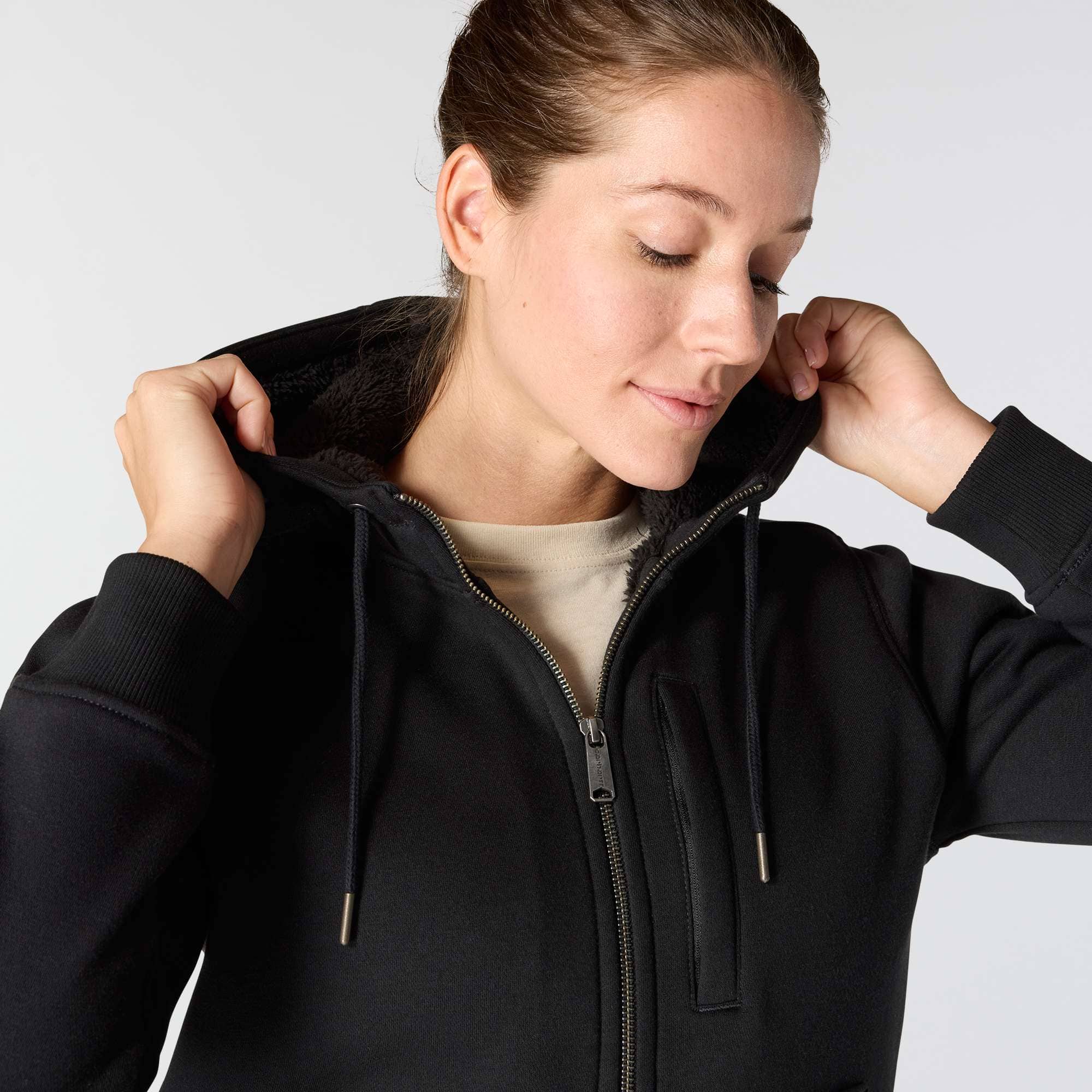 Women's Relaxed Fit Midweight Sherpa-Lined Full-Zip Sweatshirt