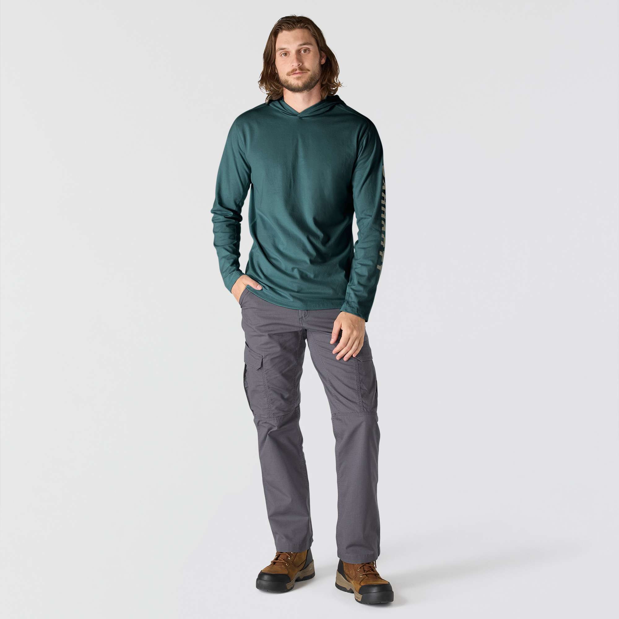 Carhartt Force® Relaxed Fit Long-Sleeve Logo Graphic Hooded T-Shirt